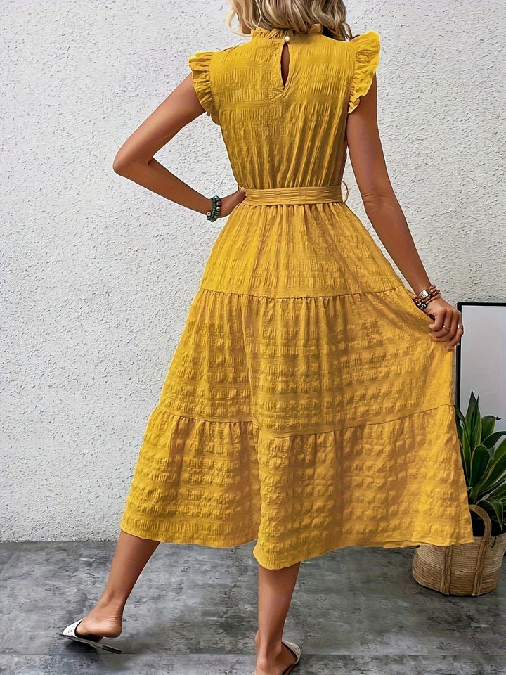 Tied Ruffled Cap Sleeve Midi Dress | Trendsi