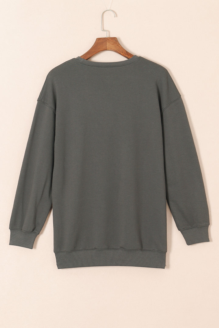 Letter Graphic Round Neck Long Sleeve Sweatshirt | Trendsi