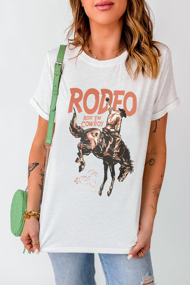 Cowboy Graphic Round Neck Short Sleeve T-Shirt | Trendsi