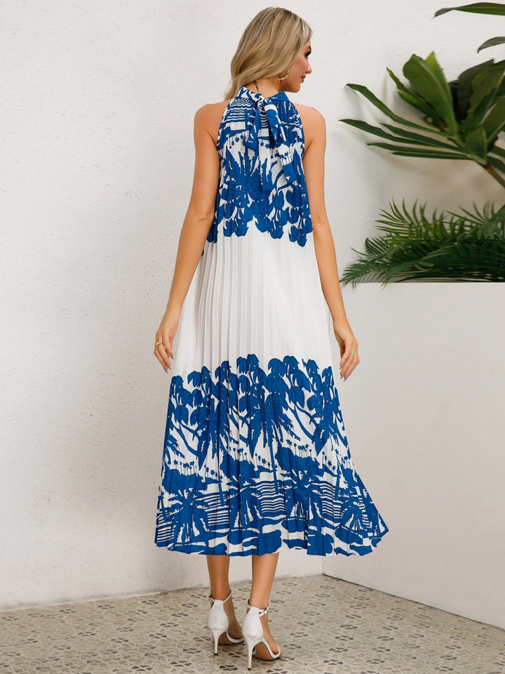 Tied Printed Sleeveless Midi Dress | Trendsi