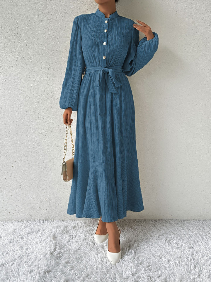 Tie Waist Long Sleeve Dress | Trendsi