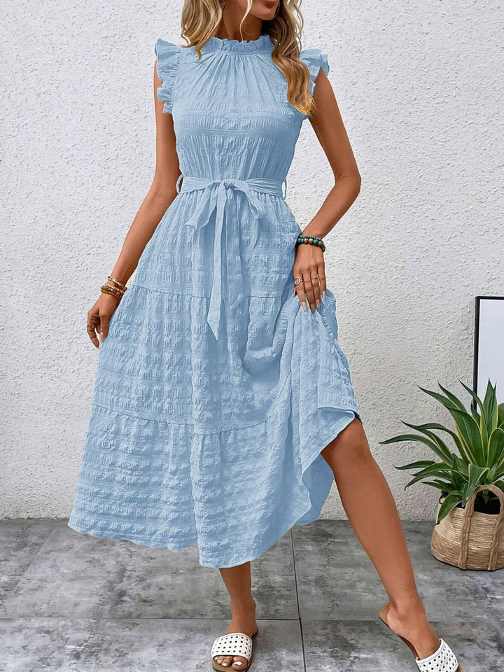 Tied Ruffled Cap Sleeve Midi Dress | Trendsi