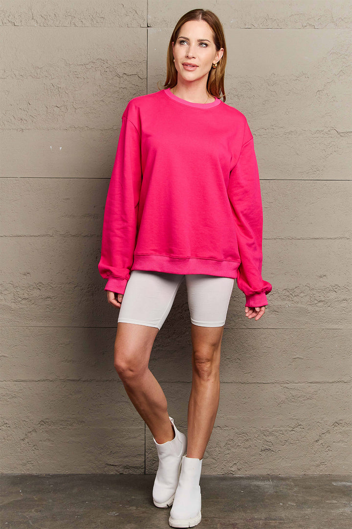 Simply Love Full Size ENJOY THE LITTLE THINGS Round Neck Sweatshirt | Trendsi