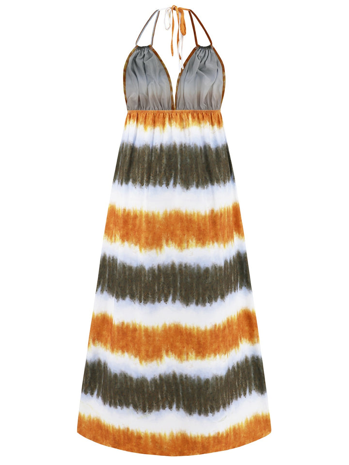 Tie-Dye Halter Neck Sleeveless Dress | Trendsi