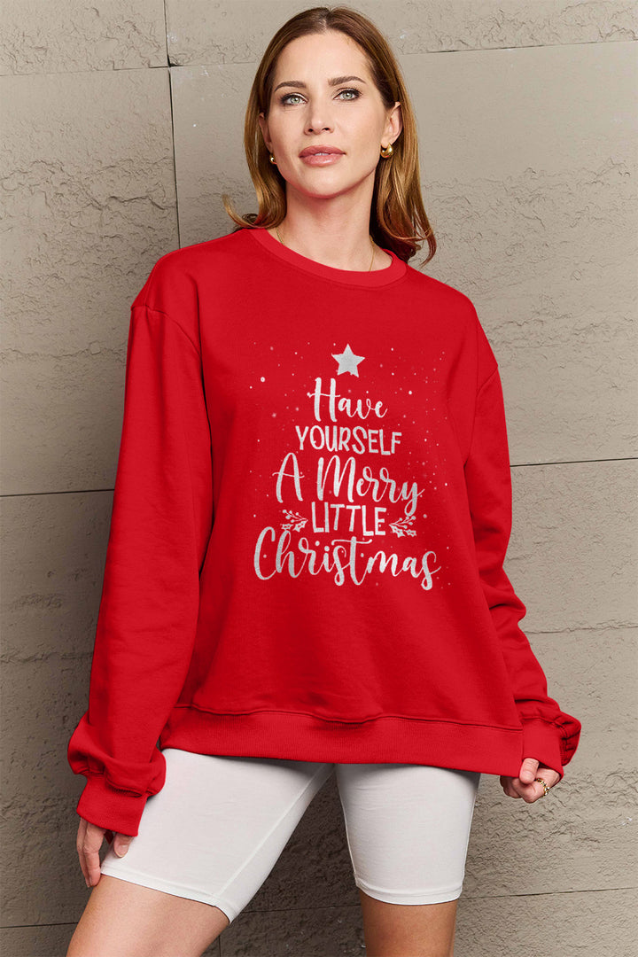 Simply Love Full Size HAVE YOURSELF A MERRY LITTLE CHRISTMAS Round Neck Sweatshirt | Trendsi