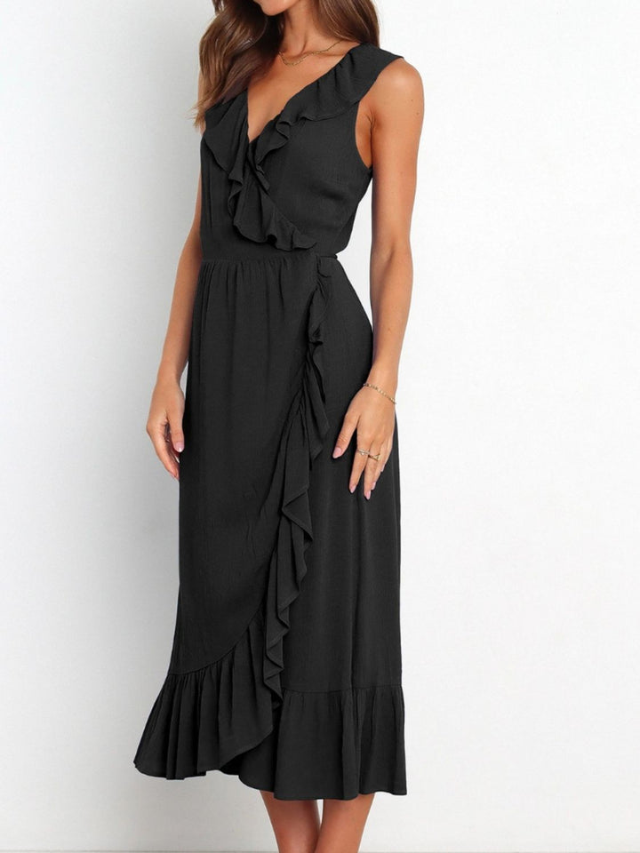 Ruffled Surplice Sleeveless Midi Dress | Trendsi