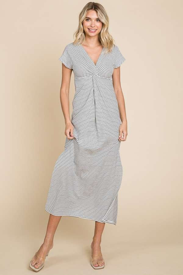 Culture Code Full Size Striped Twisted Detail Dress | Trendsi