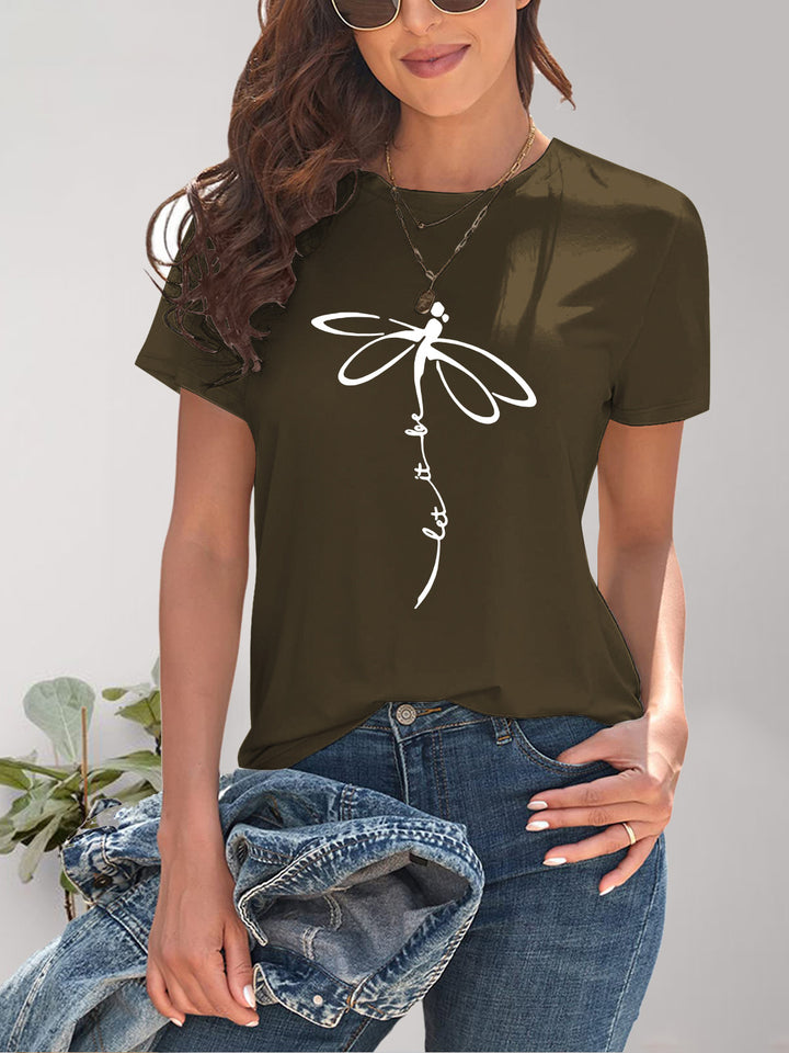 Dragonfly Graphic Round Neck Short Sleeve T-Shirt | Trendsi