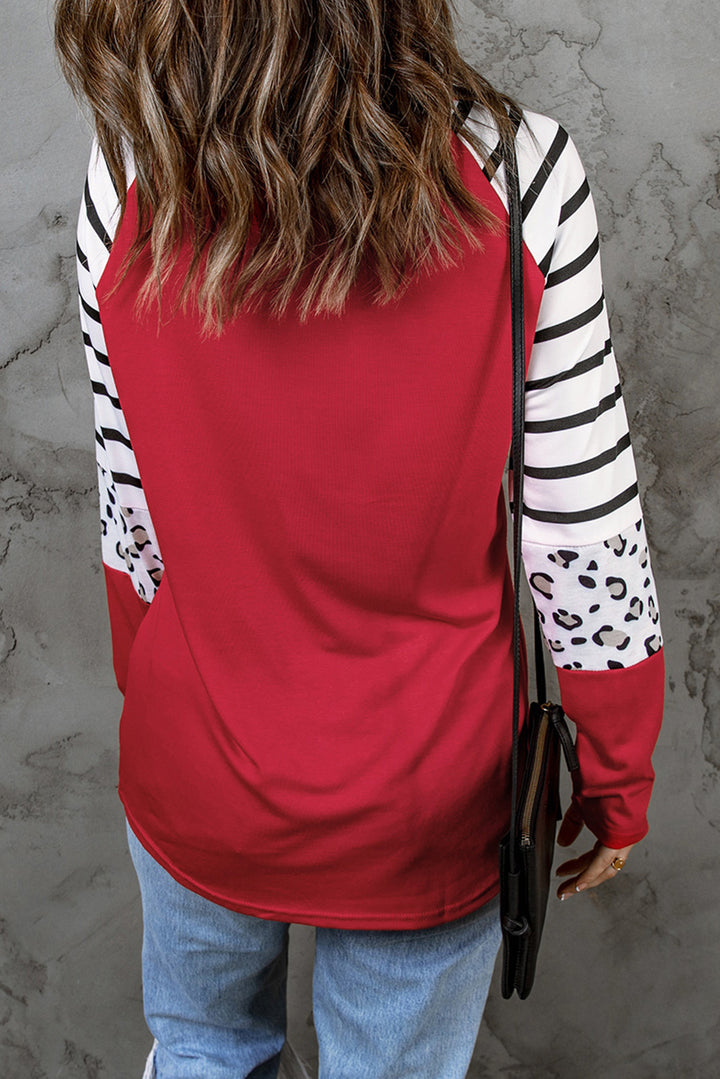 Heart Striped Raglan Sleeve T-Shirt | Trendsi