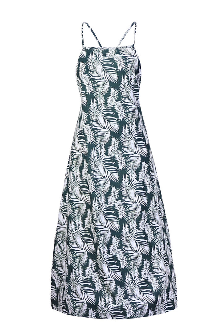 Slit Crisscross Printed Sleeveless Cami Dress | Trendsi