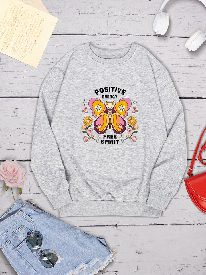 Butterfly Graphic Dropped Shoulder Sweatshirt | Trendsi