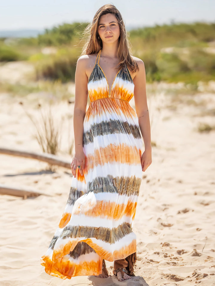 Tie-Dye Halter Neck Sleeveless Dress | Trendsi