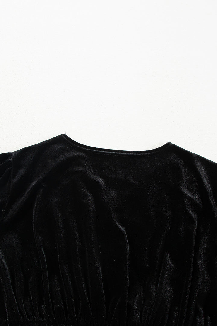 Surplice Long Sleeve Velvet Dress | Trendsi