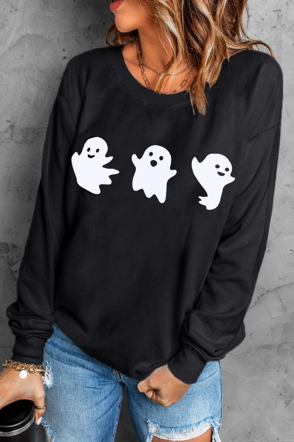 Ghost Round Neck Long Sleeve Sweatshirt | Trendsi