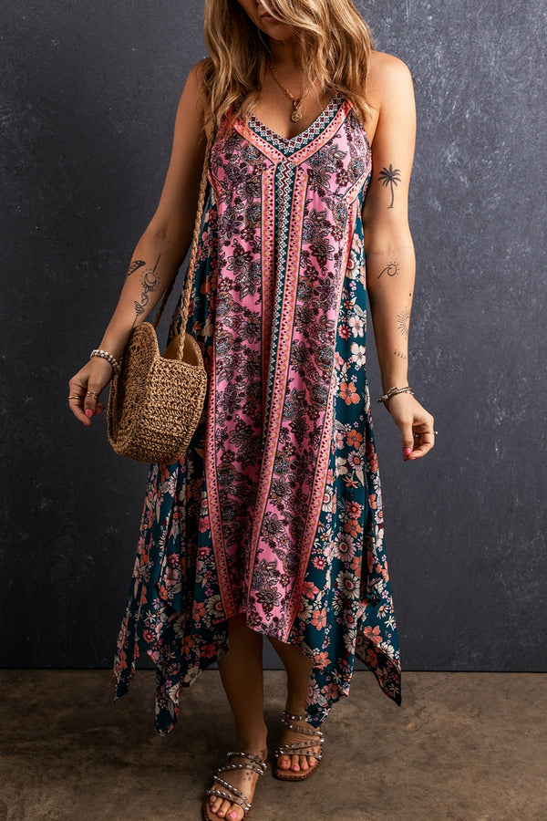 Printed V-Neck Midi Cami Dress | Trendsi