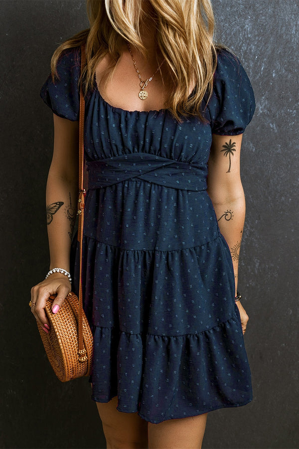 Swiss Dot Short Sleeve Mini Dress | Trendsi