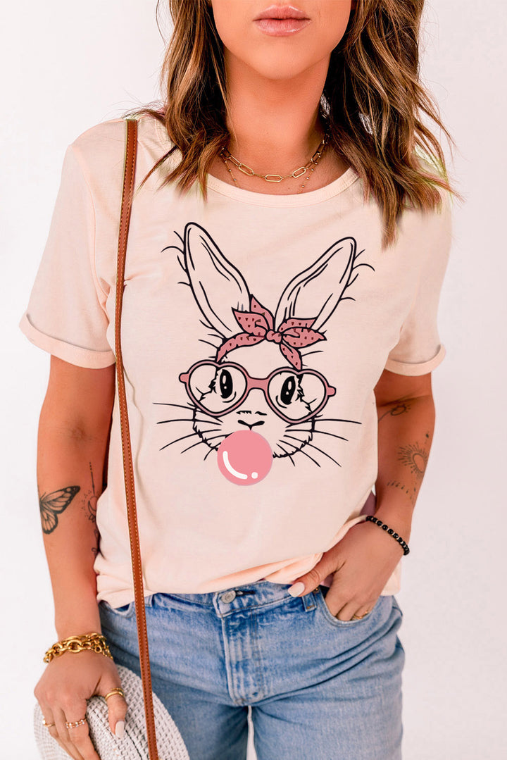 Rabbit Graphic Round Neck Short Sleeve T-Shirt | Trendsi