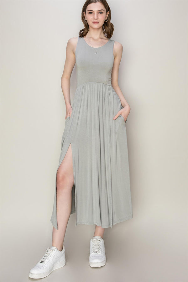 HYFVE Sleeveless Slit Midi Dress | Trendsi