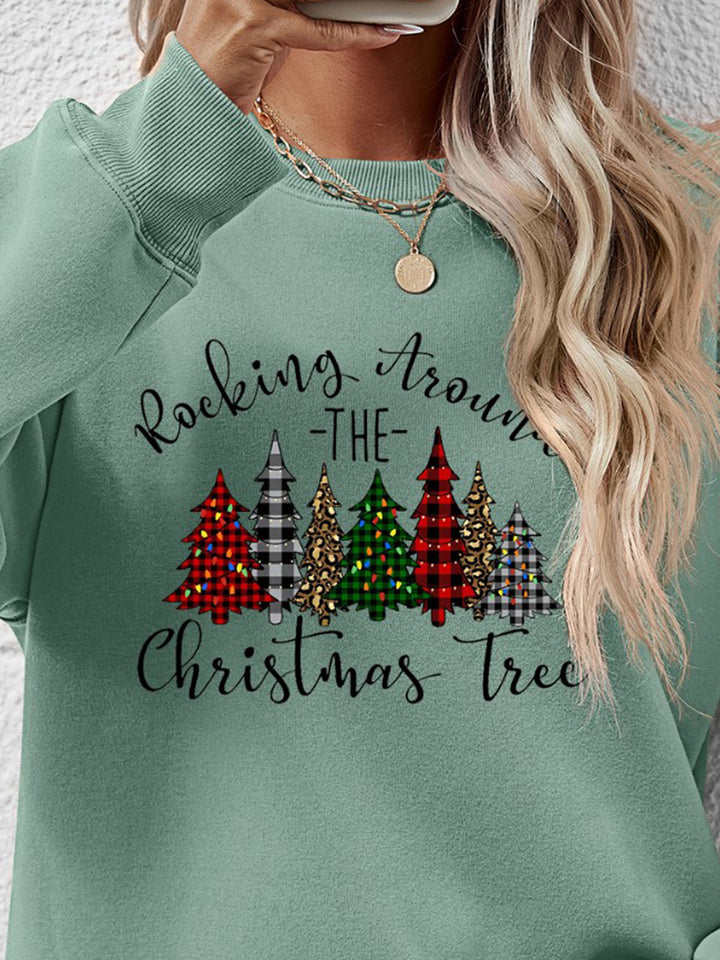 Christmas Tree Graphic Round Neck Sweatshirt | Trendsi