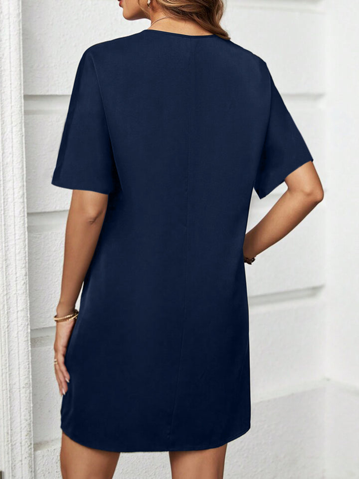 V-Neck Short Sleeve Mini Dress | Trendsi