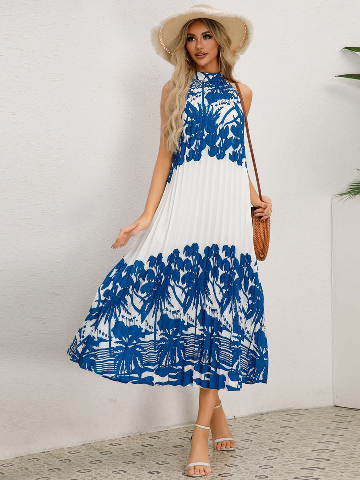 Tied Printed Sleeveless Midi Dress | Trendsi