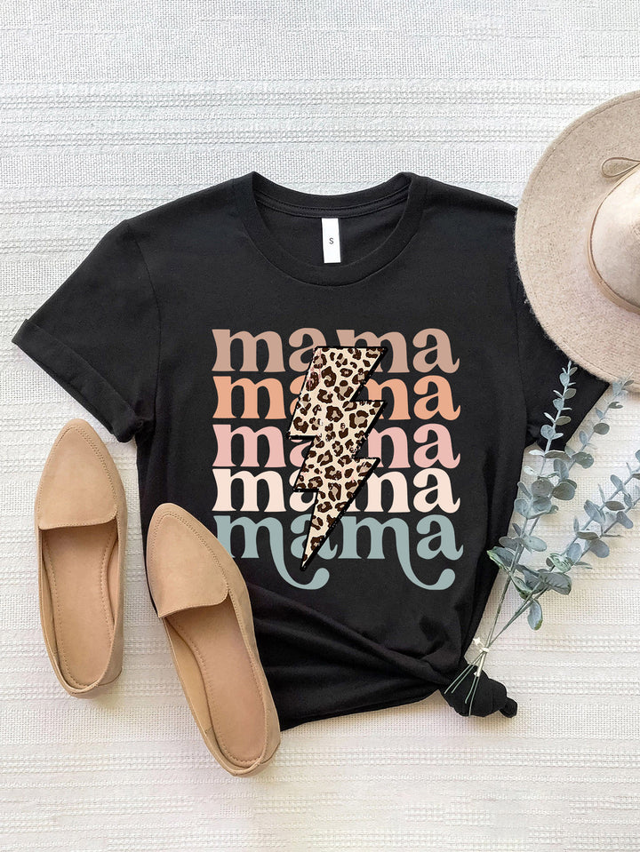 MAMA Round Neck Short Sleeve T-Shirt | Trendsi