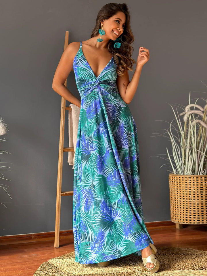 Twisted Printed V-Neck Cami Dress | Trendsi