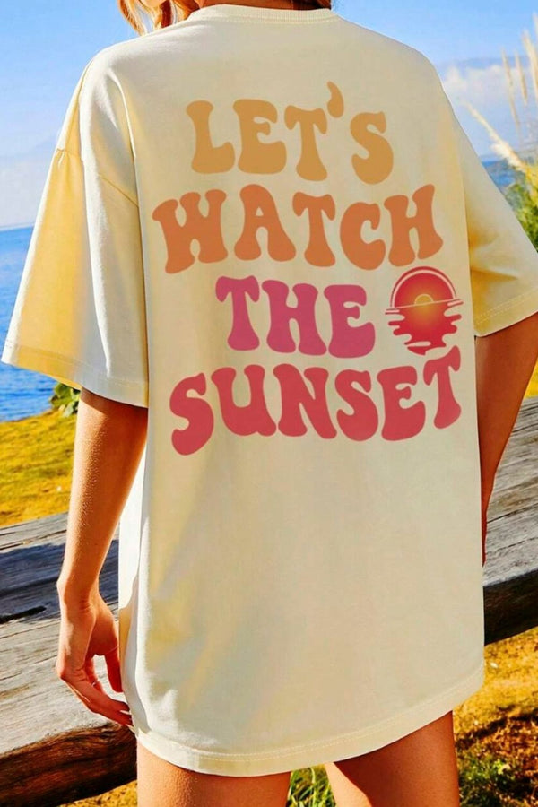 LET'S WATCH THE SUNSET Round Neck T-Shirt | Trendsi