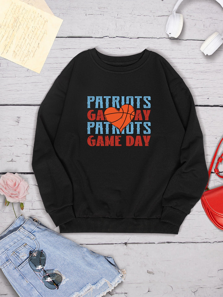 PATRIOTS GAME DAY Round Neck Dropped Shoulder Sweatshirt | Trendsi