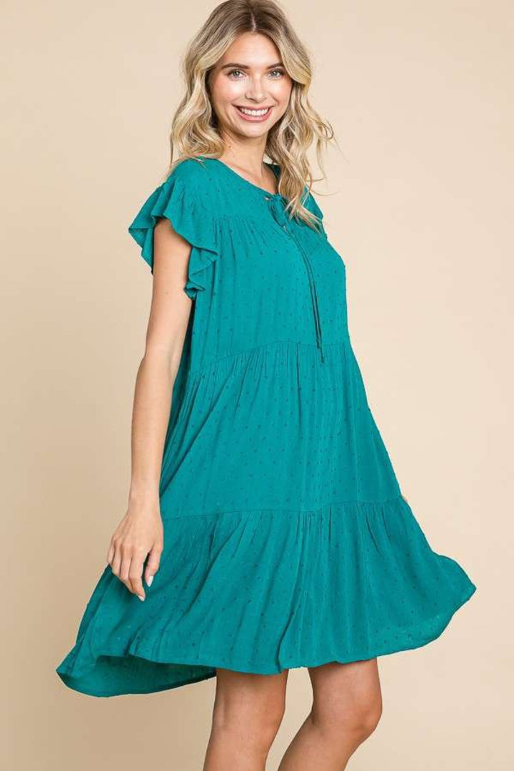 Culture Code Ruffle Cap Sleeve Tiered Dress | Trendsi