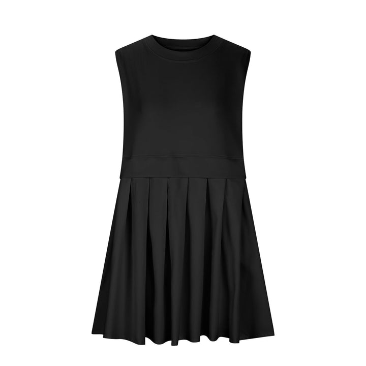 Pleated Round Neck Sleeveless Mini Dress | Trendsi