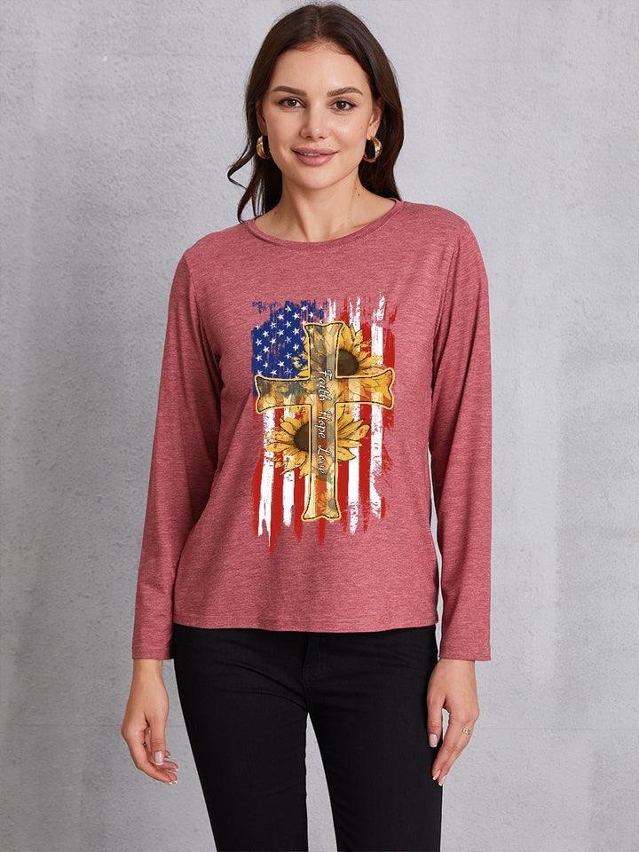 Graphic Round Neck Long Sleeve T-Shirt | Trendsi