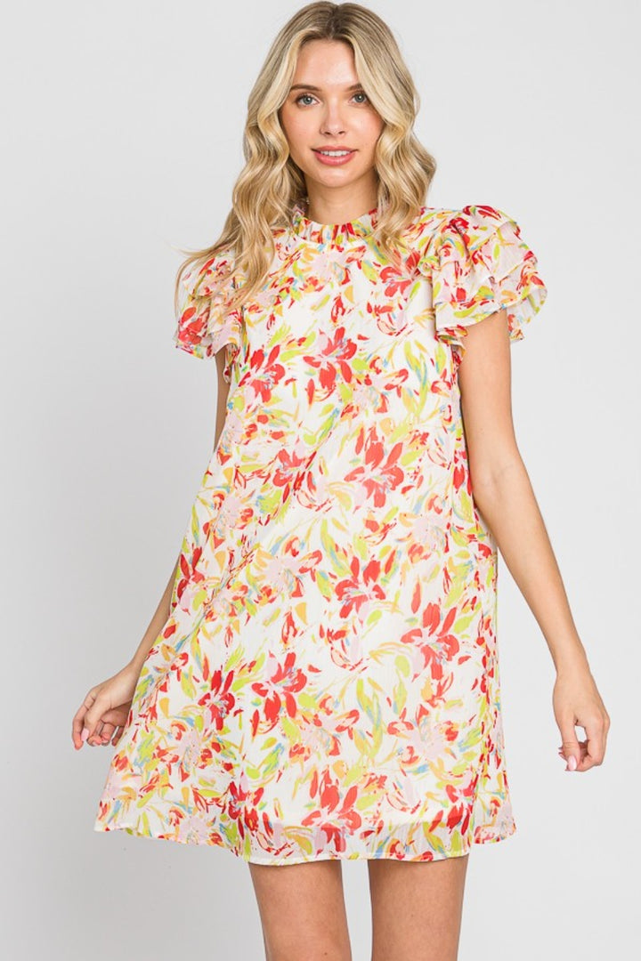 GeeGee Floral Short Sleeve Mini Dress | Trendsi