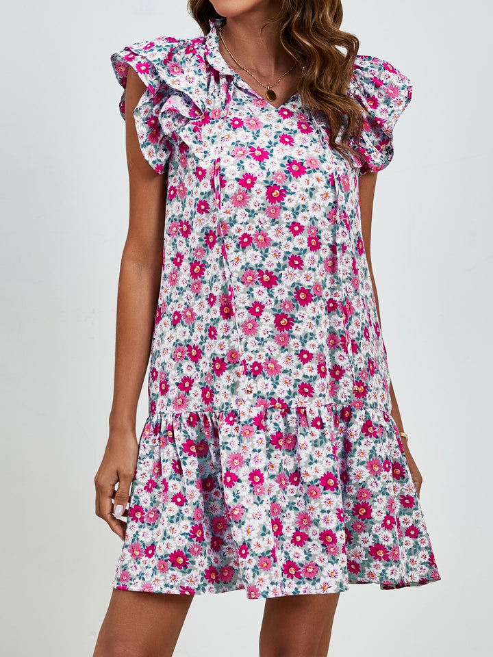 Tied Floral Cap Sleeve Mini Dress | Trendsi