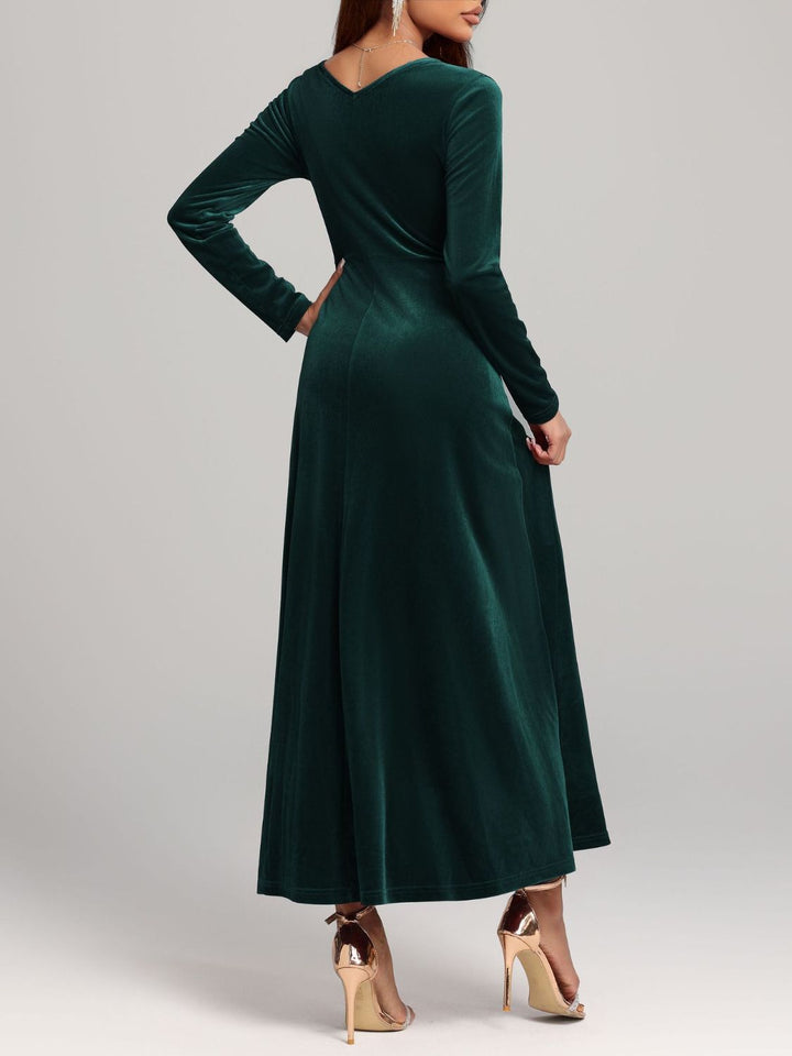 Square Neck Long Sleeve Velvet Dress | Trendsi