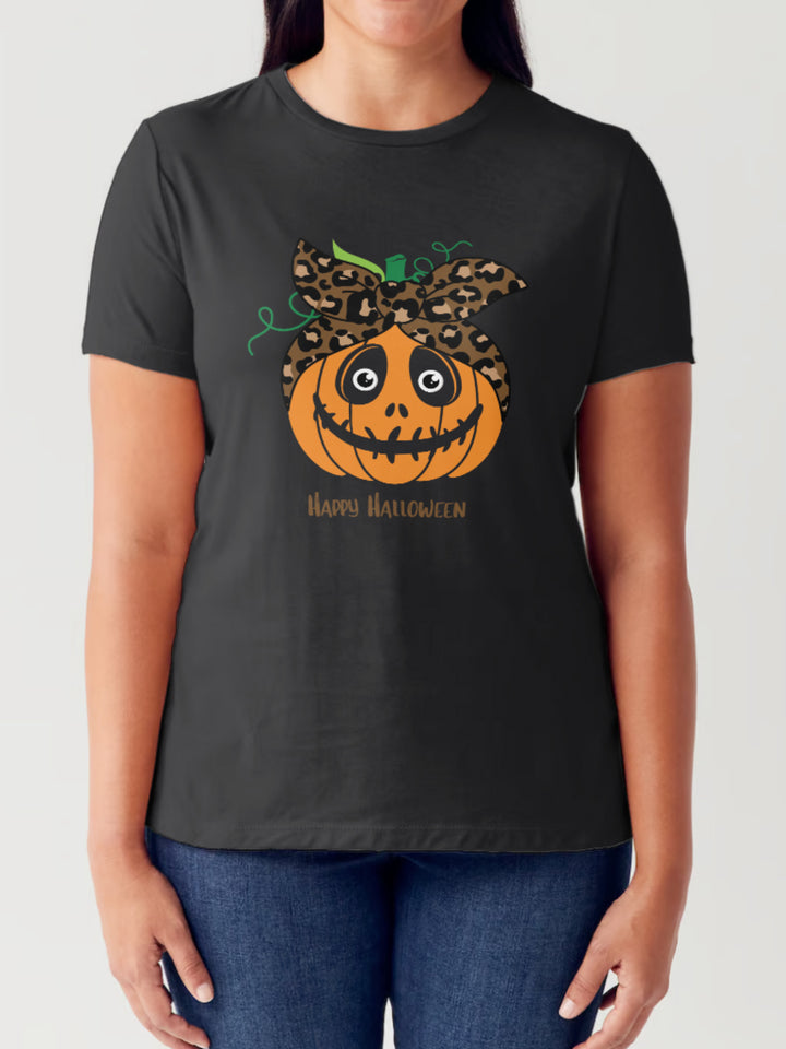 Simply Love Full Size HAPPY HALLOWEEN Pumpkin Graphic Short Sleeve Tubular T-Shirt | Trendsi