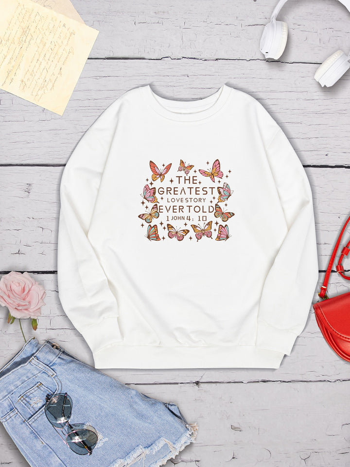 THE GREATEST LOVESTORY EVERTOLD Round Neck Sweatshirt | Trendsi