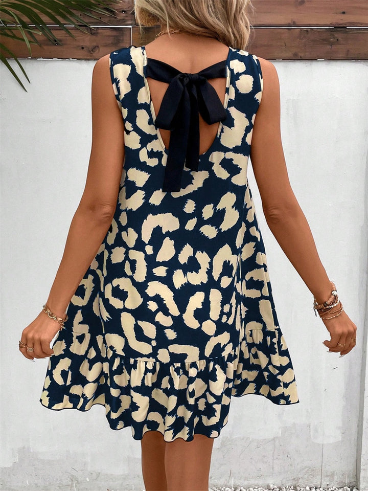 Tied Leopard Round Neck Tank Dress | Trendsi