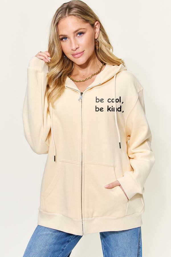 Simply Love Full Size Letter Graphic Zip Up Hoodie | Trendsi