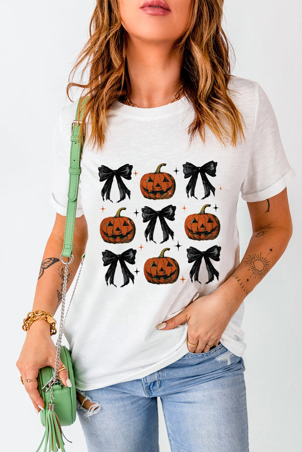 Pumpkin Round Neck Short Sleeve T-Shirt | Trendsi