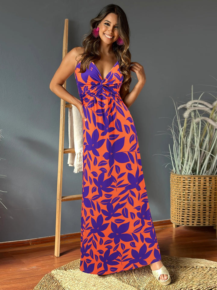 Twisted Printed V-Neck Cami Dress | Trendsi