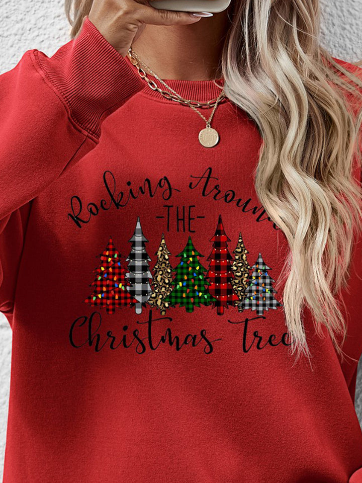 Christmas Tree Graphic Round Neck Sweatshirt | Trendsi