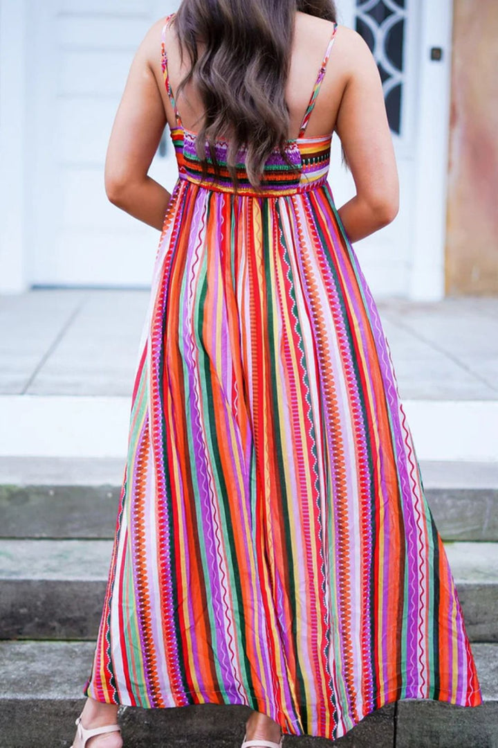 Striped Square Neck Cami Dress | Trendsi