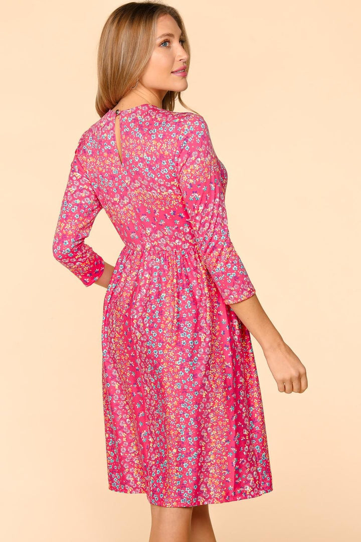 Haptics Round Neck Floral Dress with Pockets | Trendsi