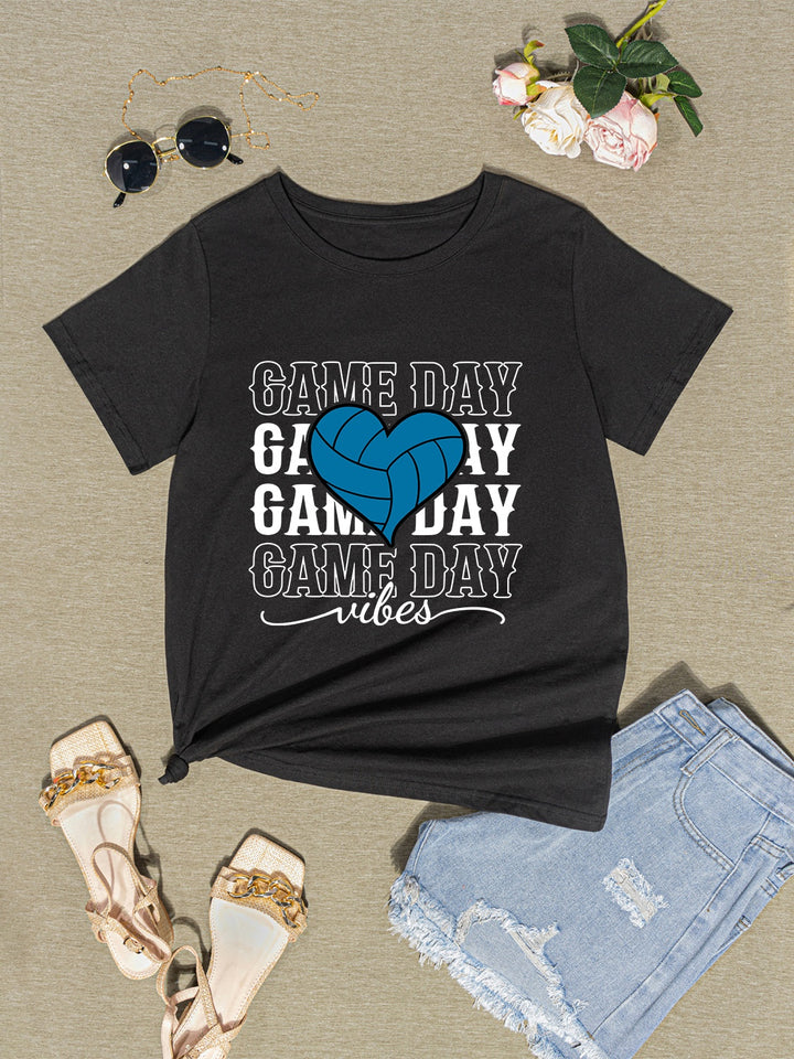GAME DAY VIBES Round Neck Short Sleeve T-Shirt | Trendsi
