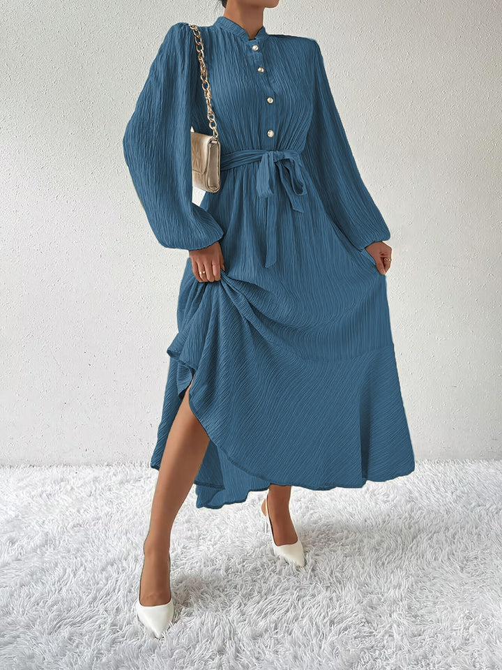 Tie Waist Long Sleeve Dress | Trendsi