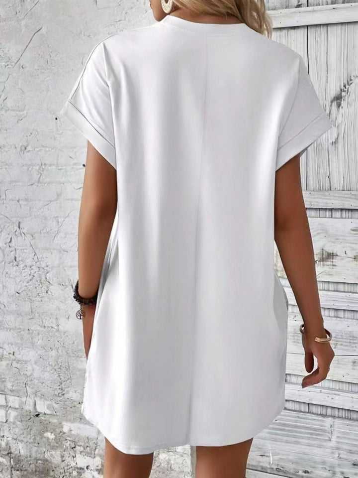 Pocketed Round Neck Short Sleeve Dress | Trendsi