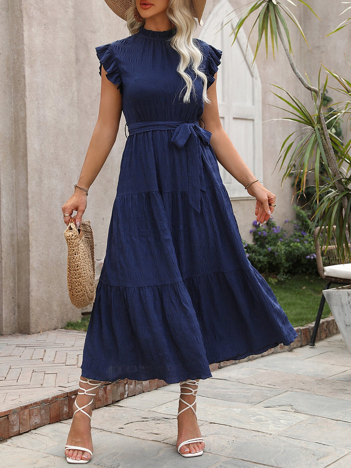 Tied Ruffled Cap Sleeve Midi Dress | Trendsi