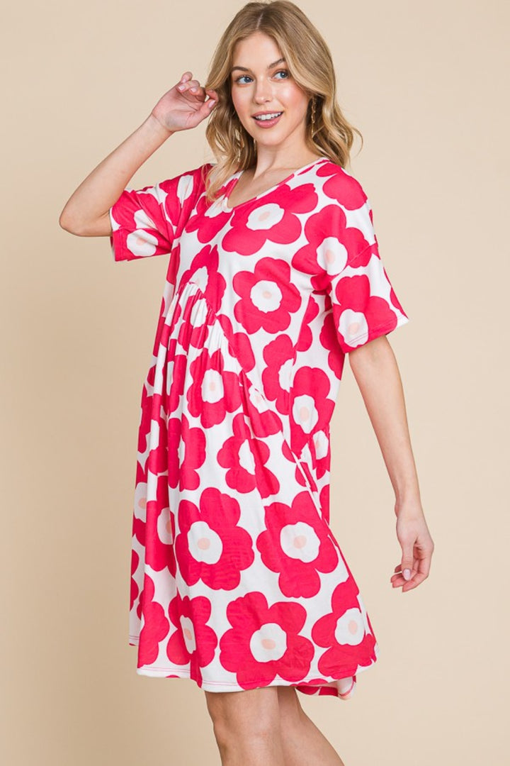 BOMBOM Flower Print Ruched Dress | Trendsi