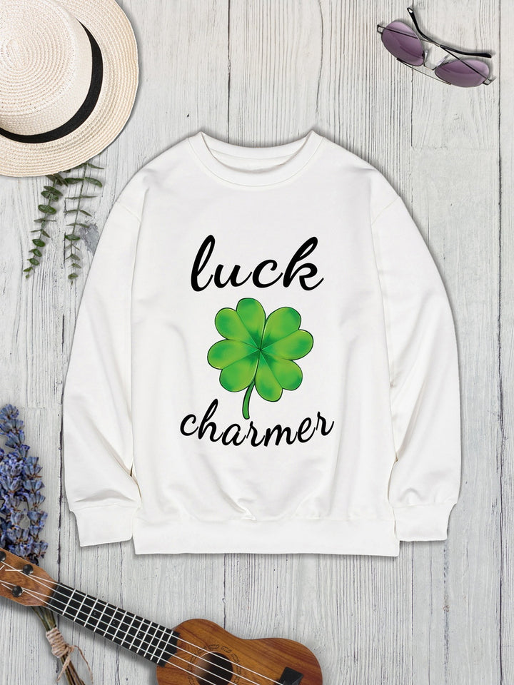 LUCK CHARMER Round Neck Sweatshirt | Trendsi